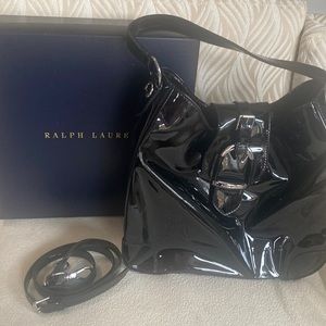 Ralph Lauren Black Patent Leather Satchel.